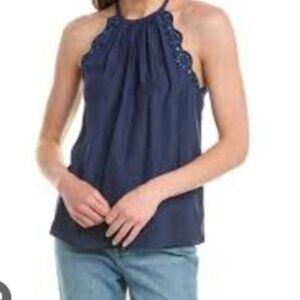 Ramy Brook Calla Eyelet Tank In Blue Size XS NWT